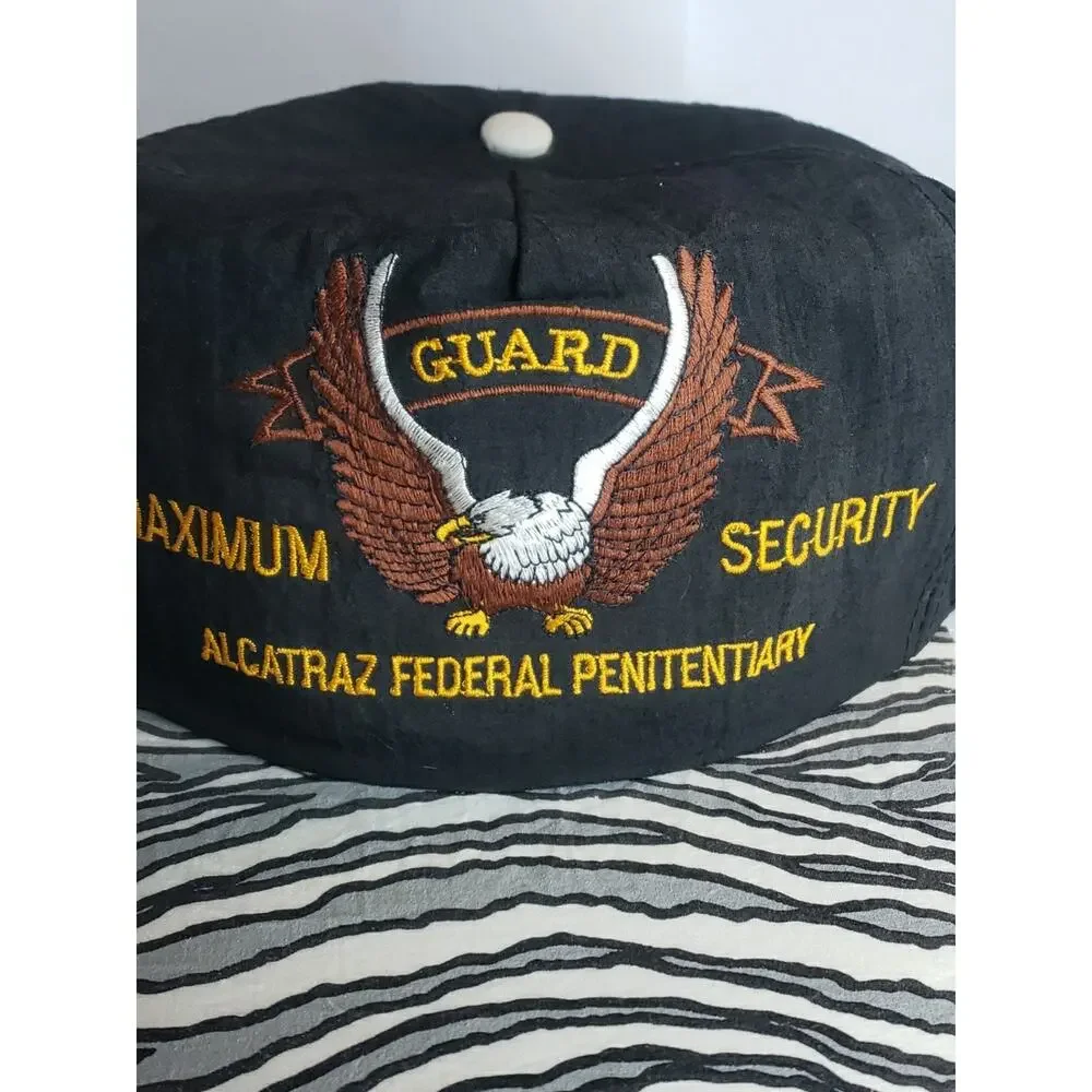 Guard Maximum Security Alcatraz Federal Penitentiary Snap Back Cap Zebra Print